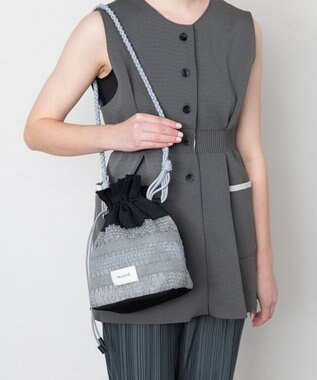 TRICOTE ボーダーシアーポーチバッグ 95GRAY