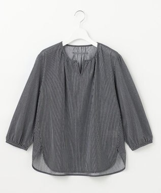 J.PRESS LADIES S 【WEB限定カラーあり・洗える・イージーケア】 アーネストストライプ スリットネック カットソー ネイビー系2