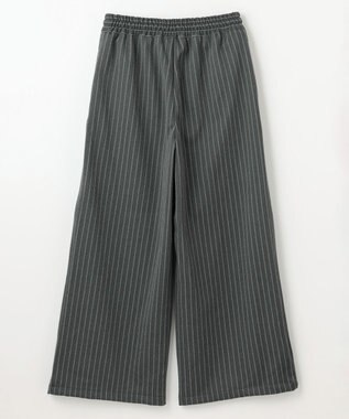 ANY 【手洗い可/ウエストゴム】ドロストワイドパンツ グレーストライプ
