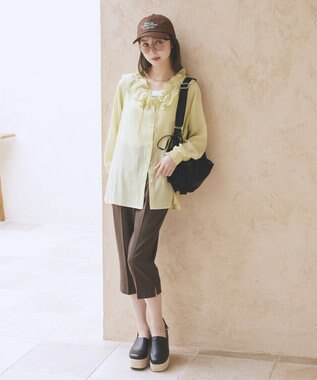 earth music&ecology フリルブラウス Pistachio