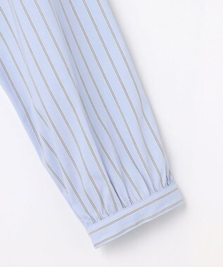 J.PRESS LADIES S BEZコットンナイロン ストライプ フリル襟 ブラウス サックス×ホワイト×ベージュ系