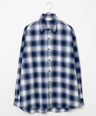 WEGO オンブレチェックシャツ ブルーチェック1