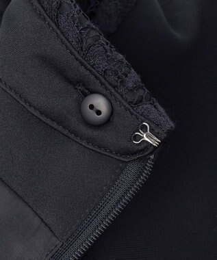 23区 【セットアップ対応/洗える】トリアセダブルジョーゼット 襟付き ワンピース ネイビー系