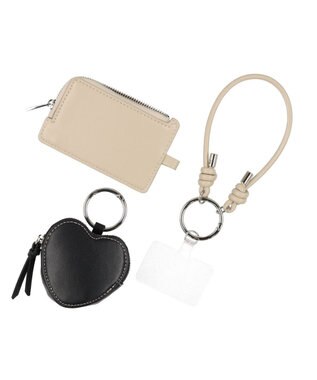 UNBILLION VERYコラボ カシュカシュ cachecache / ストラップ付きハートミニポーチモバイルストラップ ブラック