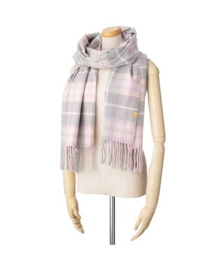 MOONBAT WEB限定【洗える】ミエル (miel) カシミヤ100％ チェックストール ライトグレー