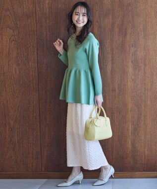 ANY SIS 【洗える】スポンディッシュペプラム ニット グリーン