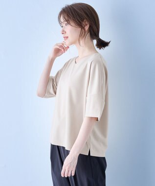 ANY ドライポンチVネックプルオーバー ベージュ