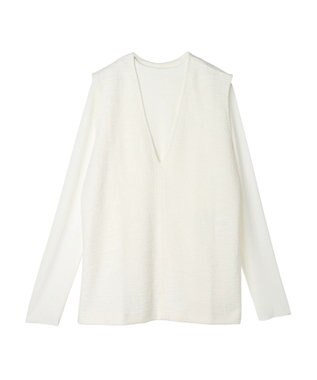 Green Parks ＳＥＴ２点　カットツイードベスト＋プルオーバー Ecru