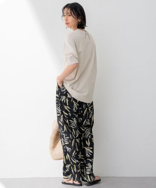 23区 L 【洗える】レーヨンポリエステルストレッチ ドルマン ニット ベージュ系