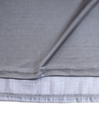 Tiaclasse L 【洗える】シアーチェックリボン袖チュニックブラウス グレー