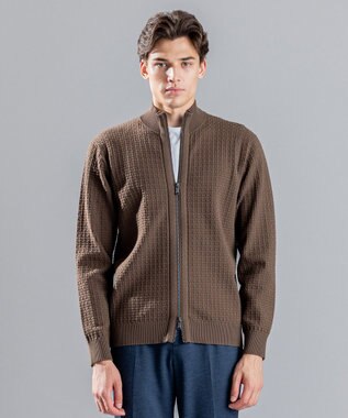 JOSEPH HOMME 【イージーケア】 ヴィスコースリンクス　ジップアップカーディガン キャメル系