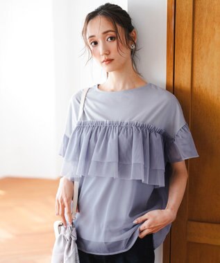 ANY SIS 【洗える】チュール重ね プルオーバー
