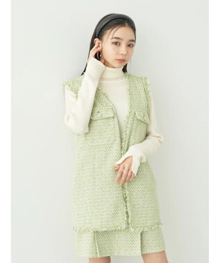 earth music&ecology ツイードジレ Lime Green