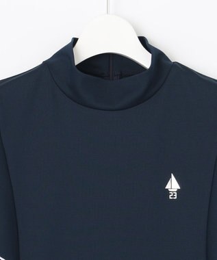 23区GOLF 【WOMEN】【吸水速乾】フレアスリーブ モックネックシャツ ネイビー系