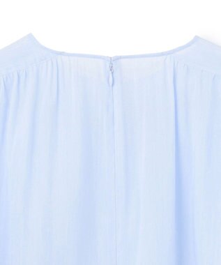 BEIGE， 【洗える】PAULINE / タックギャザーリネンボリュームブラウス Sax