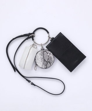 ICB 【人気のためさらに新色追加・全5色展開】 3ピースチャームバッグ ブラック×パイソン