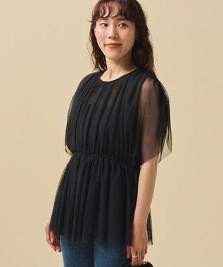 uncrave 【洗濯機洗い可】カクテル チュール ブラウス（uncrave STANDARD） ブラック