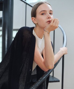 BEIGE， OPTICAL / ペーパーヤーンシアーロングカーディガン Navy