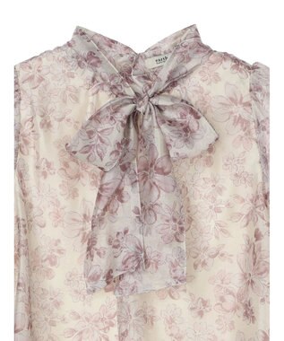 earth music&ecology フラワー柄シアーパフブラウス Pink