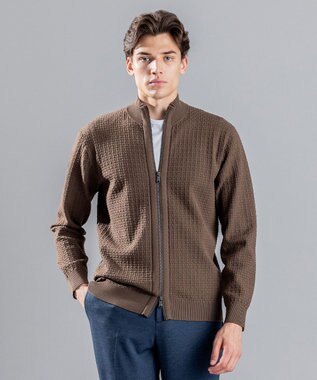 JOSEPH HOMME 【イージーケア】 ヴィスコースリンクス　ジップアップカーディガン キャメル系