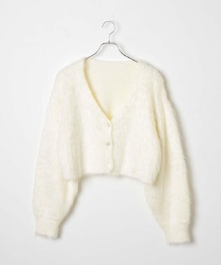 WEGO ファータッチニットショートカーデ ホワイトアイボリー