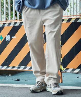 WEGO 【ウエストゴム/ユニセックス着用ITEM】コーデュロイイージーストレートパンツ ホワイトアイボリー