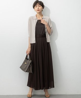 23区 S 【洗える】シアービエラ ギャザー スカート ダークブラウン系
