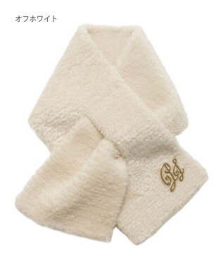 MOONBAT PAUL & JOE ACCESSOIRES フェイクファーブローチマフラー オフホワイト