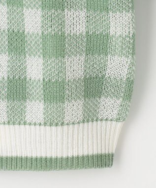 ANY KIDS ギンガム総柄ニット カーディガン グリーンギンガム