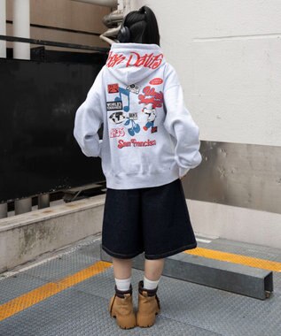 WEGO 【ユニセックス着用ITEM】別注BENDAVISグラフィックプルパーカー アッシュグレー