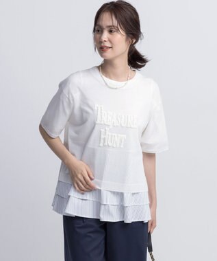 組曲 L シャツコンビティアード カットソー マルチストライプ系