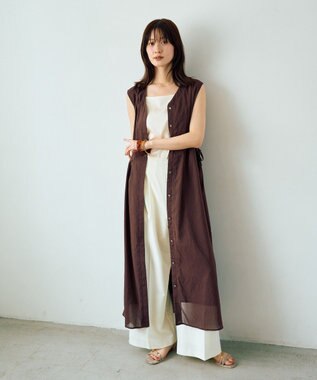 YECCA VECCA ドライタッチシアードロストワンピース Brown