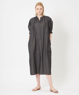 BEIGE， POMEGRANATE / ギャザーワンピース Chambray Black