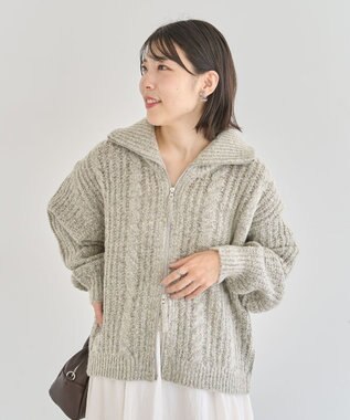 Green Parks 衿付きケーブルｚｉｐカーディガン