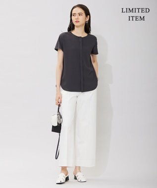 ICB L 【WEB限定・洗える】BackSatinGeorgette ブラウス グレー系