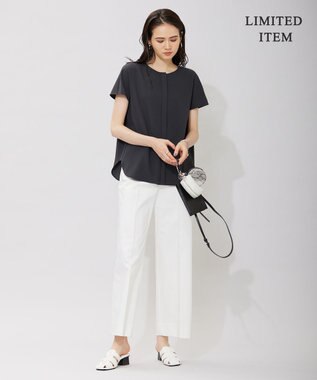 ICB L 【WEB限定・洗える】BackSatinGeorgette ブラウス グレー系