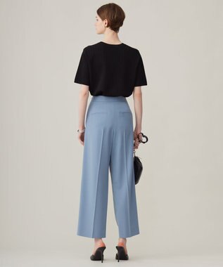 ICB 【洗える】ウール2WAYストレッチ ワイドストレートパンツ ブルーシェイド系