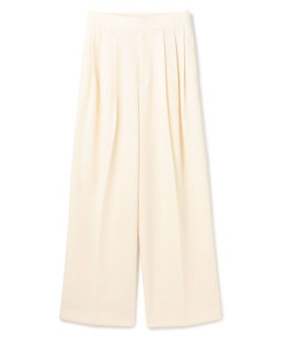 BEIGE， 【洗える】STEVIA / ウール混タックワイドパンツ Ecru