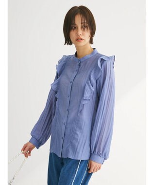 Green Parks フリルブラウス Blue