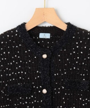 組曲 L 【WEB限定】スノーネップツイード ニットジャケット ブラック系