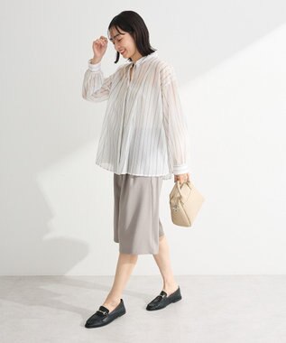 Green Parks フレアラインスキッパーブラウス Stripe