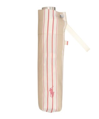 MOONBAT POLO RALPH LAUREN(ポロ ラルフローレン) 折りたたみ傘 ソフトストライプ ポロポニー ワンポイント ベージュ
