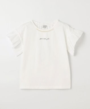 ANY KIDS パール襟 袖フリル Ｔシャツ ホワイト