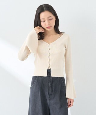 earth music&ecology リブニットカーディガン Ivory