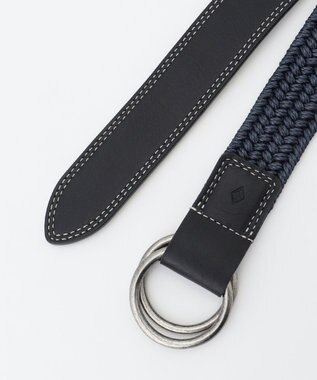 JOSEPH ABBOUD 【キングサイズ・イタリア素材・ストレッチ・日本製】 コストレッチリネン ベルト ネイビー系