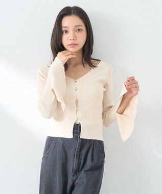 earth music&ecology リブニットカーディガン Ivory