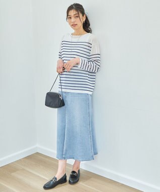 ANY L フロントスリットデニムスカート ブリーチ