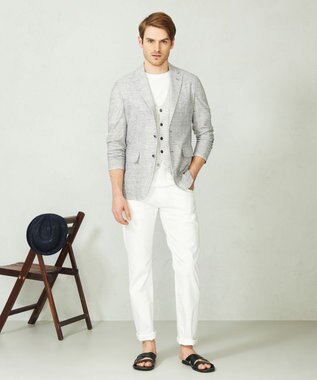 JOSEPH ABBOUD 【清涼感/軽量】リネンTOPピケ ジャケット ライトグレー系