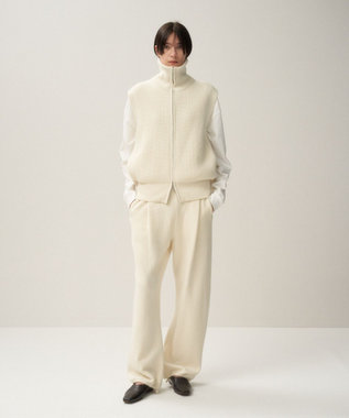 ATON WOOL CASHMERE SILK | タックストレートパンツ OFF WHITE