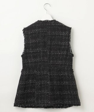 Feroux 【洗える】ラメツイード ジレ ブラック系1